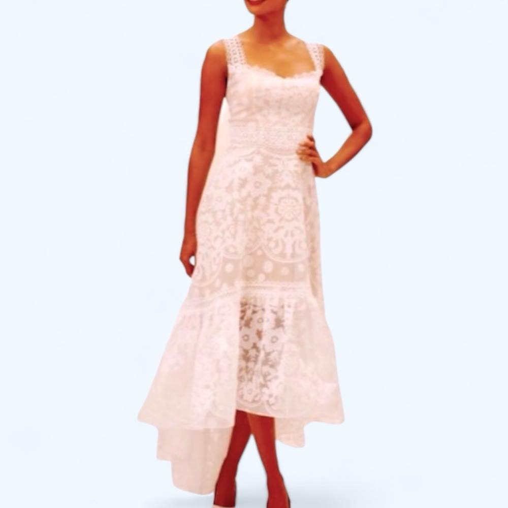 🎉HP Bronx & Banco BHLDN Mariana Med 8/10 Off White Organza Midi Wedding Bridal